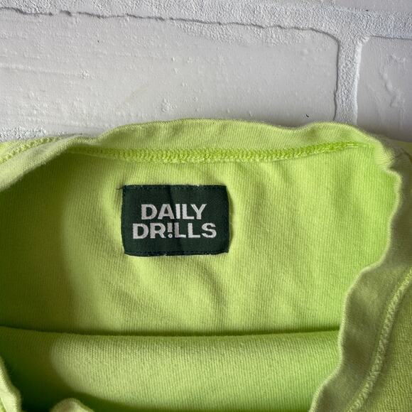 Daily Drills Terry Cloth Crew Neck Lime Green Oversized Sweatshirt  sz XS/S - Picture 4 of 6